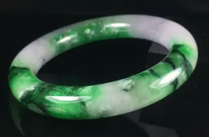 10% OFF- 57/58/59mm Certified Natural 3 Color Jadeite Emerald A*Jade HandCarved Lucky Round Bracelet Bangle GX845