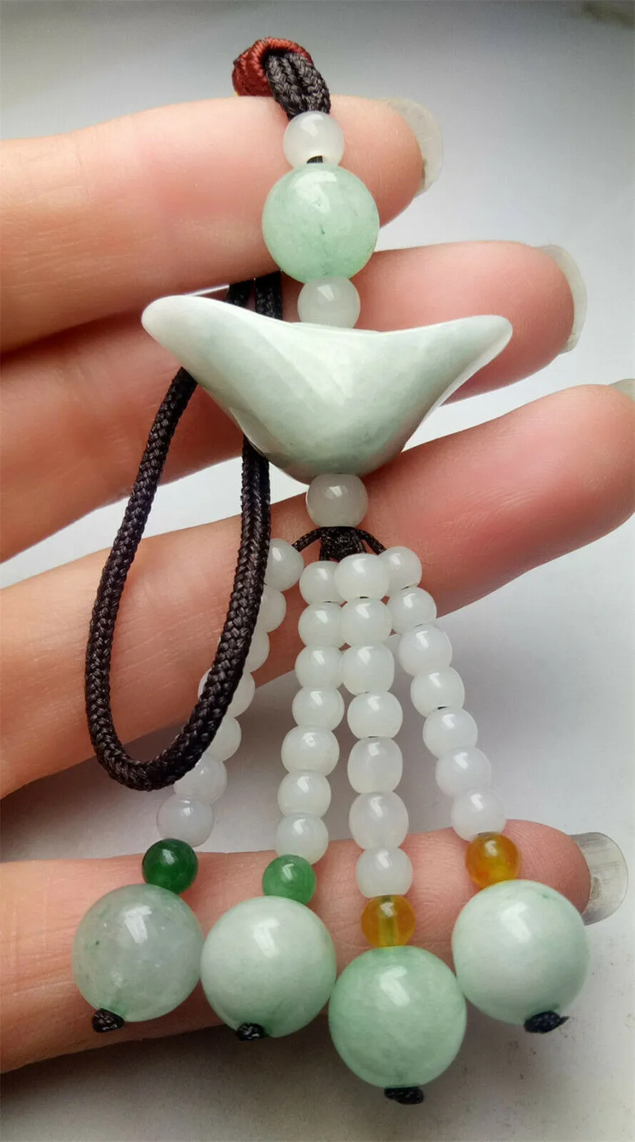 10% OFF- Certified Natural Jadeite Emerald A*Jade HandCarved Lucky Safe Car Rearview Mirror Pendant Lucky Hanging Ornament Decor A1036