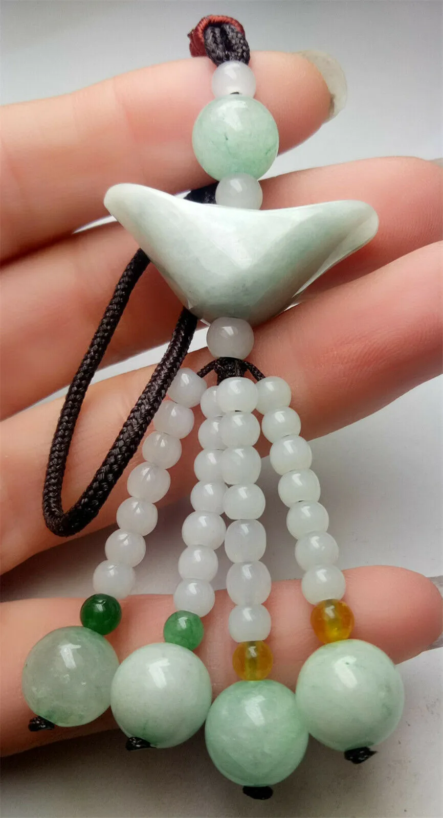 10% OFF- Certified Natural Jadeite Emerald A*Jade HandCarved Lucky Safe Car Rearview Mirror Pendant Lucky Hanging Ornament Decor A1036