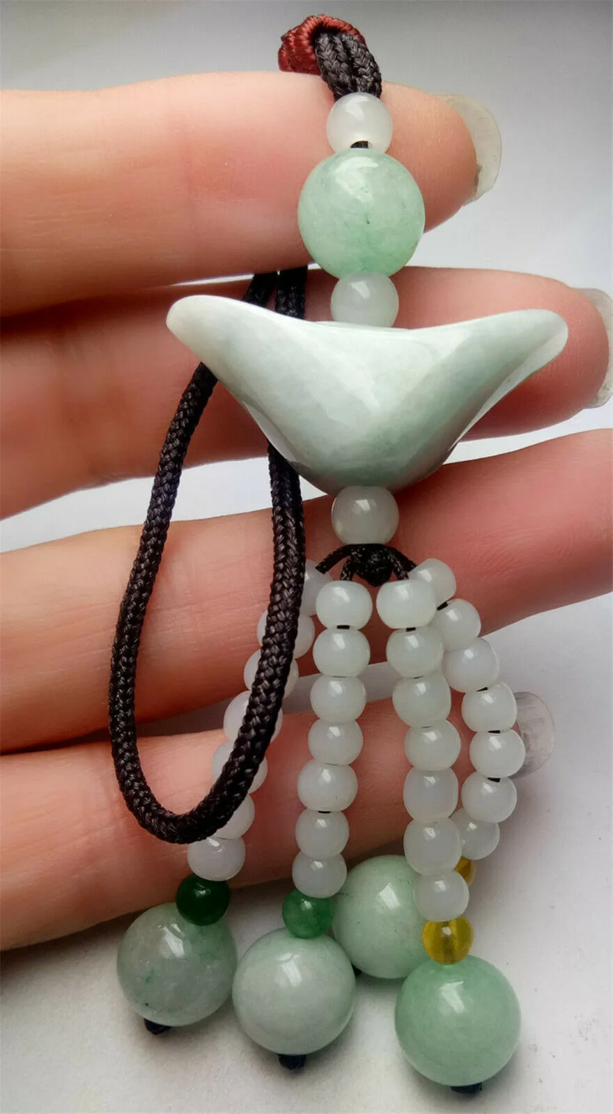 10% OFF- Certified Natural Jadeite Emerald A*Jade HandCarved Lucky Safe Car Rearview Mirror Pendant Lucky Hanging Ornament Decor A1036
