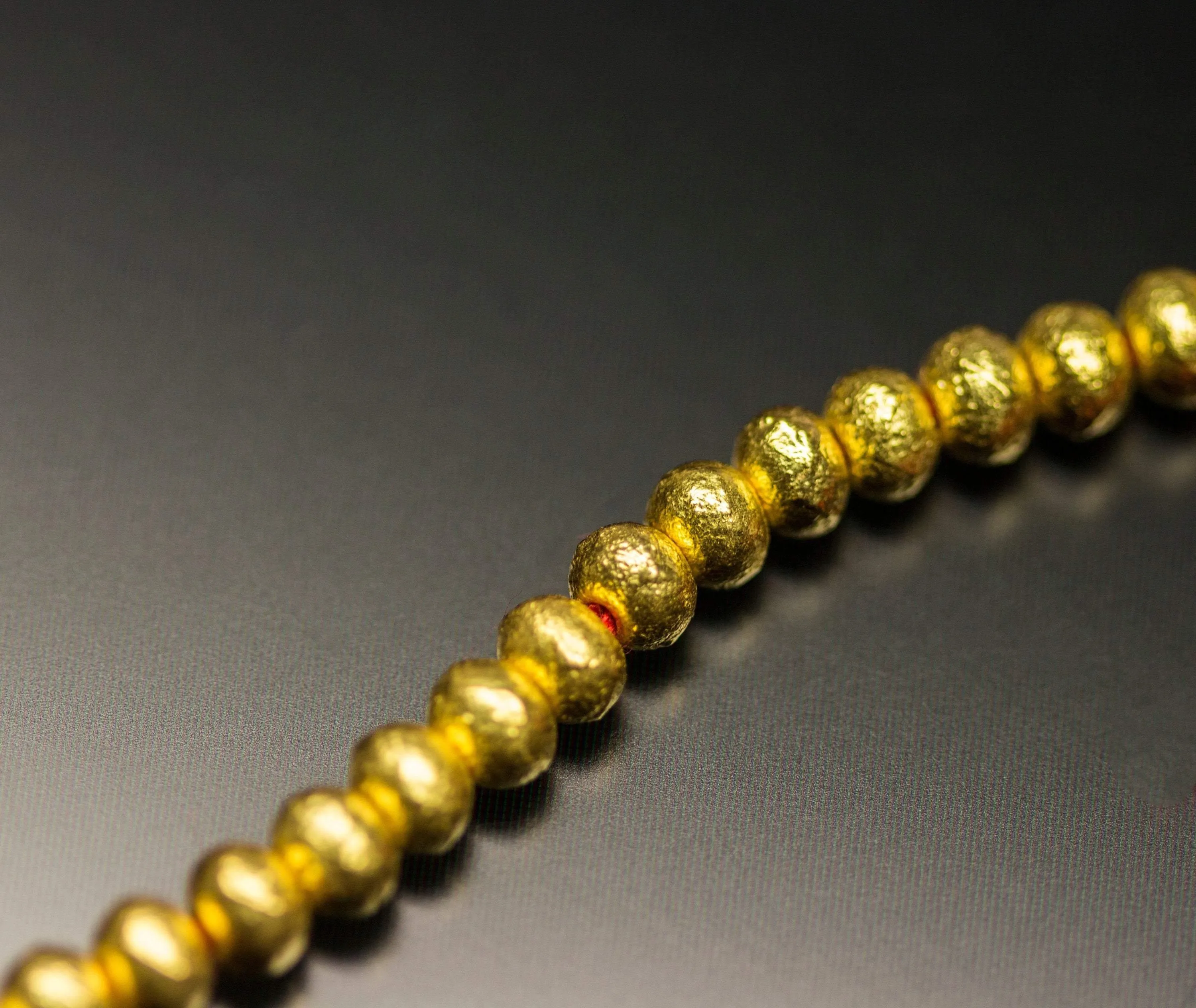 10pc, 8mm Handmade 18k Solid Gold Handmade Textured Rondelle Hollow Beads Spacer Findings
