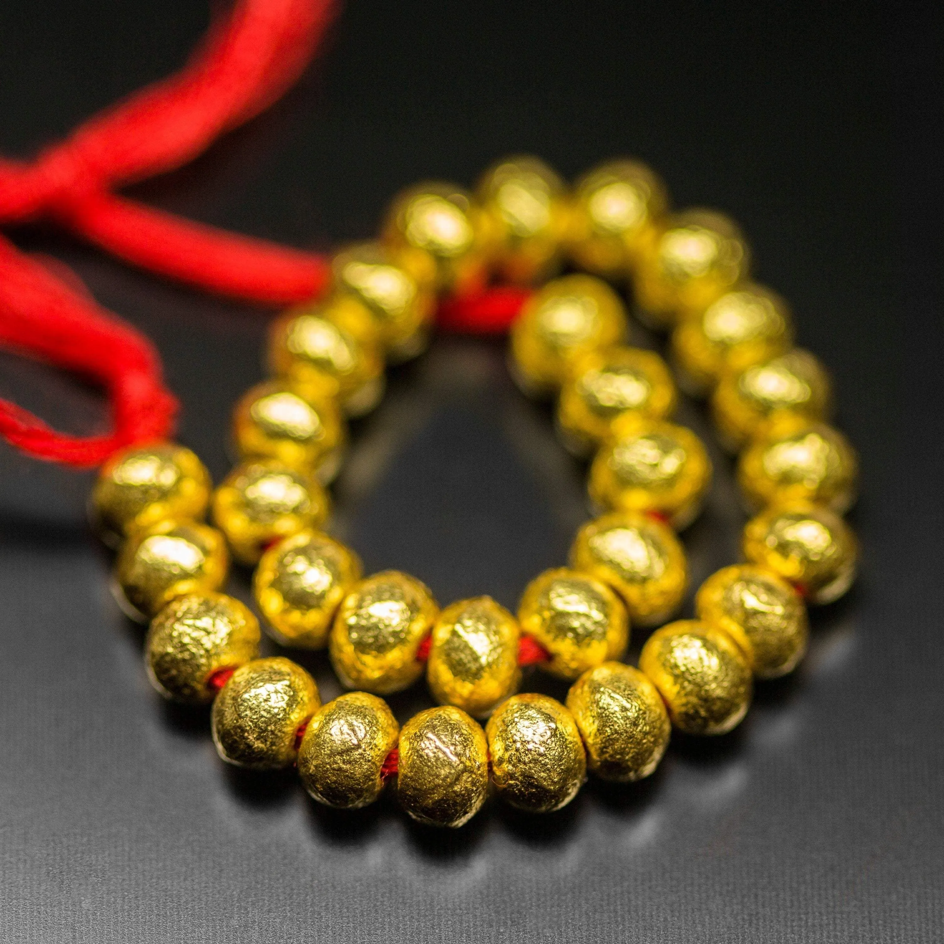 10pc, 8mm Handmade 18k Solid Gold Handmade Textured Rondelle Hollow Beads Spacer Findings