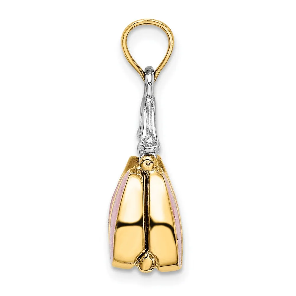14K & Rhodium 3-D w/ Enamel Opens Handbag Charm