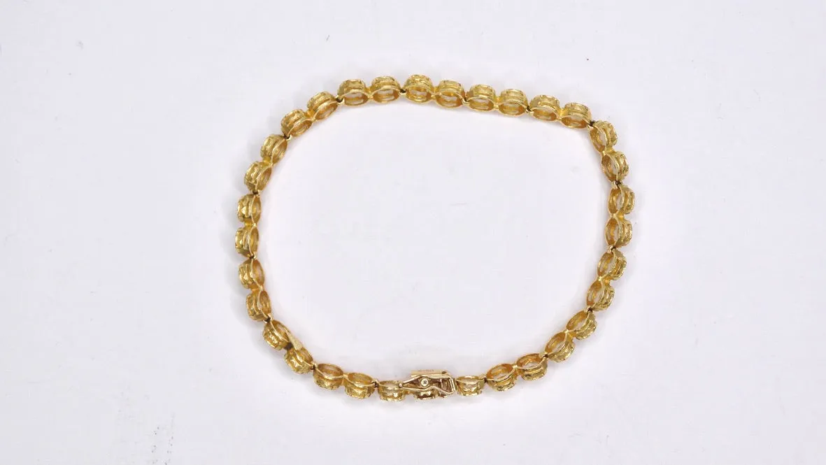 14k Gold Floral Link Tennis Bracelet