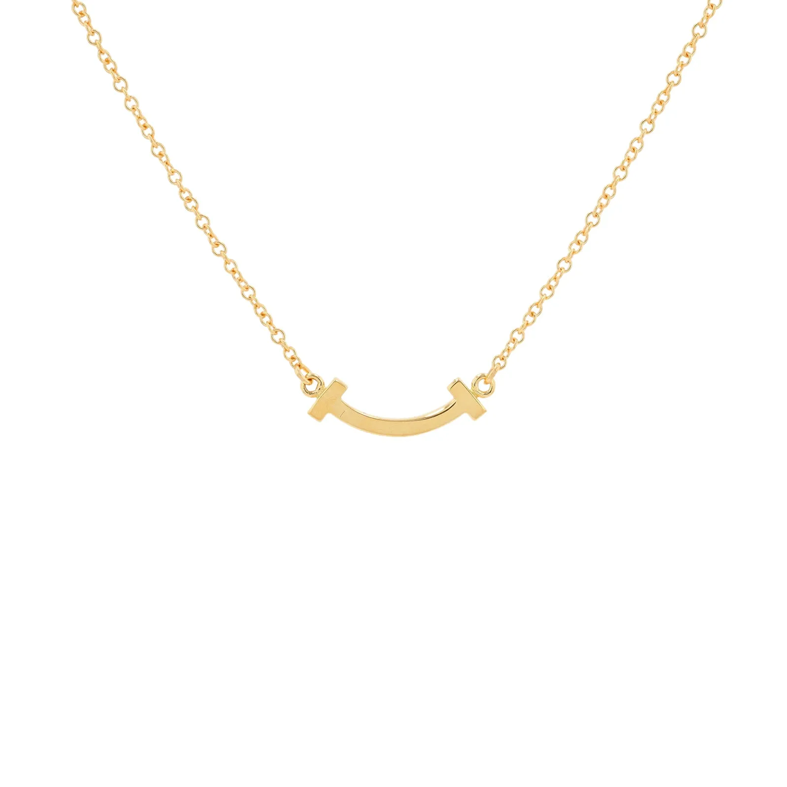 18K YG Tiffany & Co T Smile Necklace