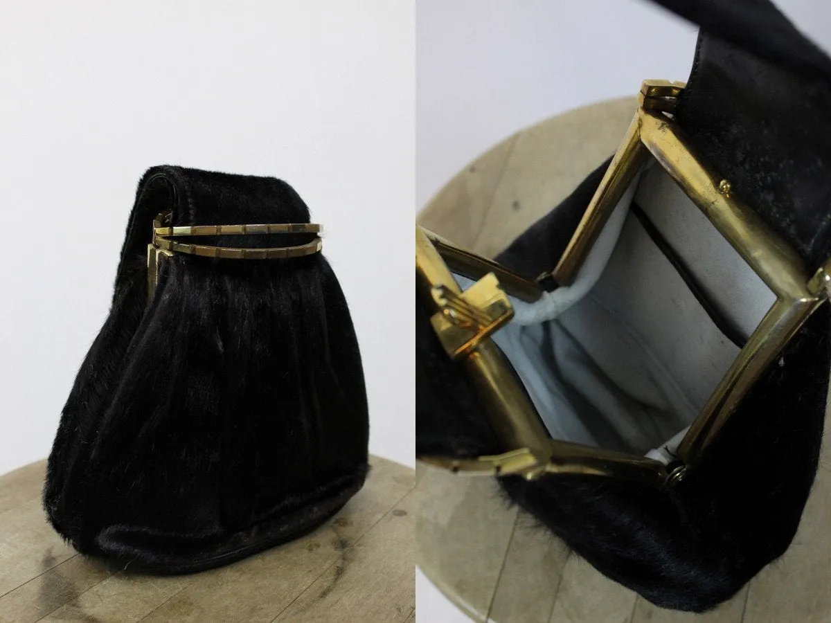 1930s handbag horse hair and gold wrist clutch | new fall