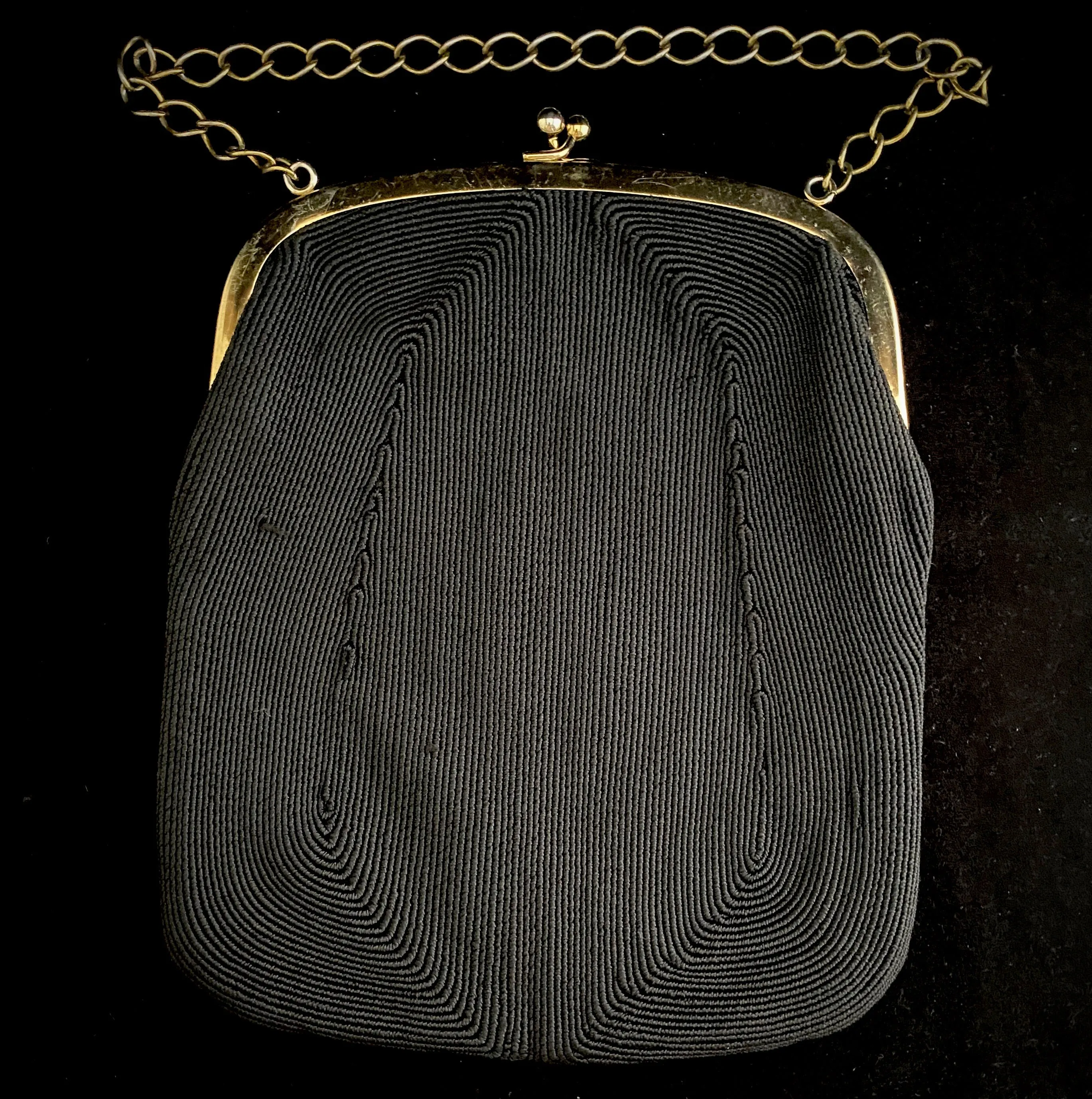 1940s Black Corde Handbag