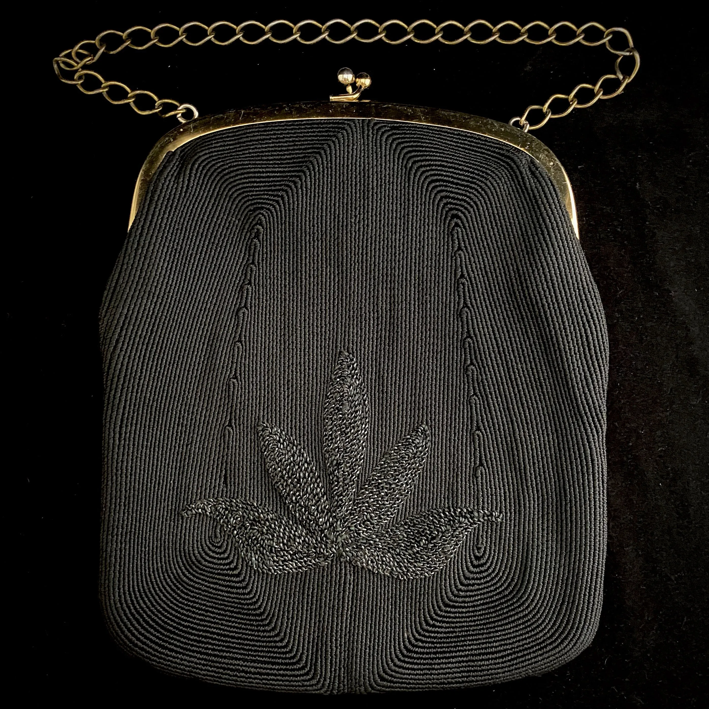 1940s Black Corde Handbag