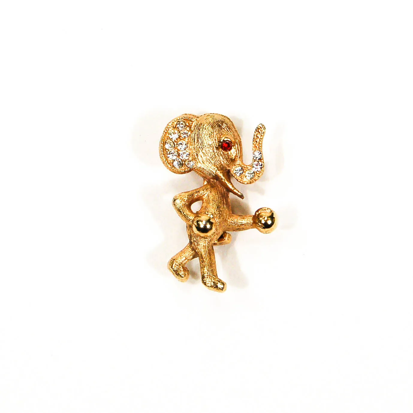 1950's Boxing Elephant Rhinestone Brooch