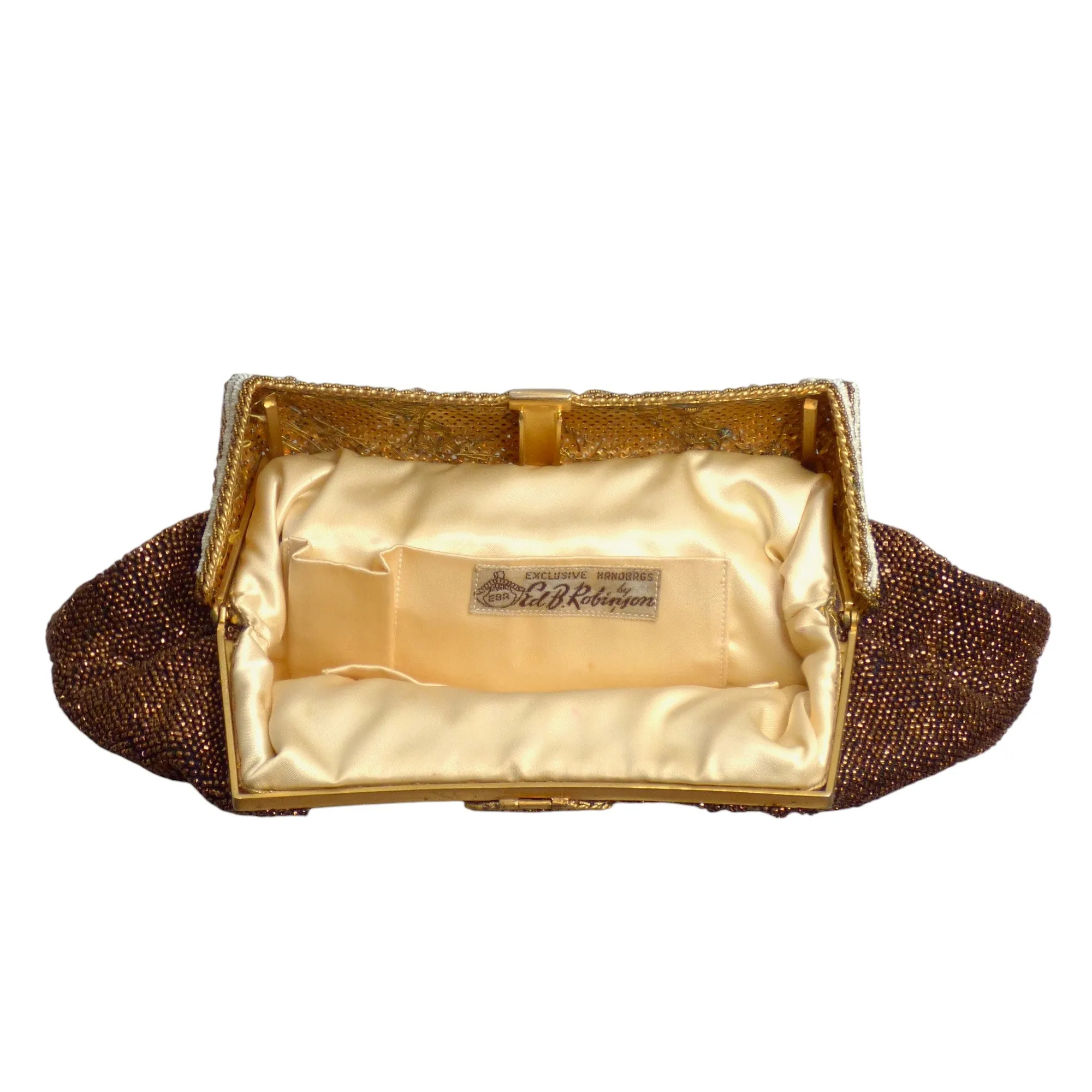 1950s Brown Beaded Evening Bag