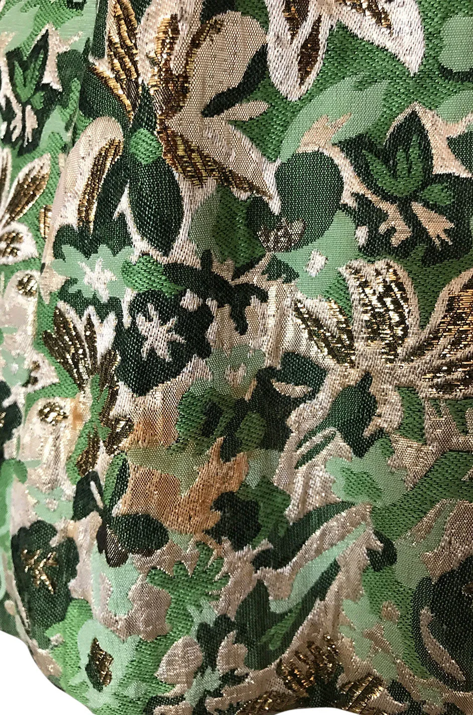 1960s Ceil Chapman Green Metallic Silk Brocade Mini Dress