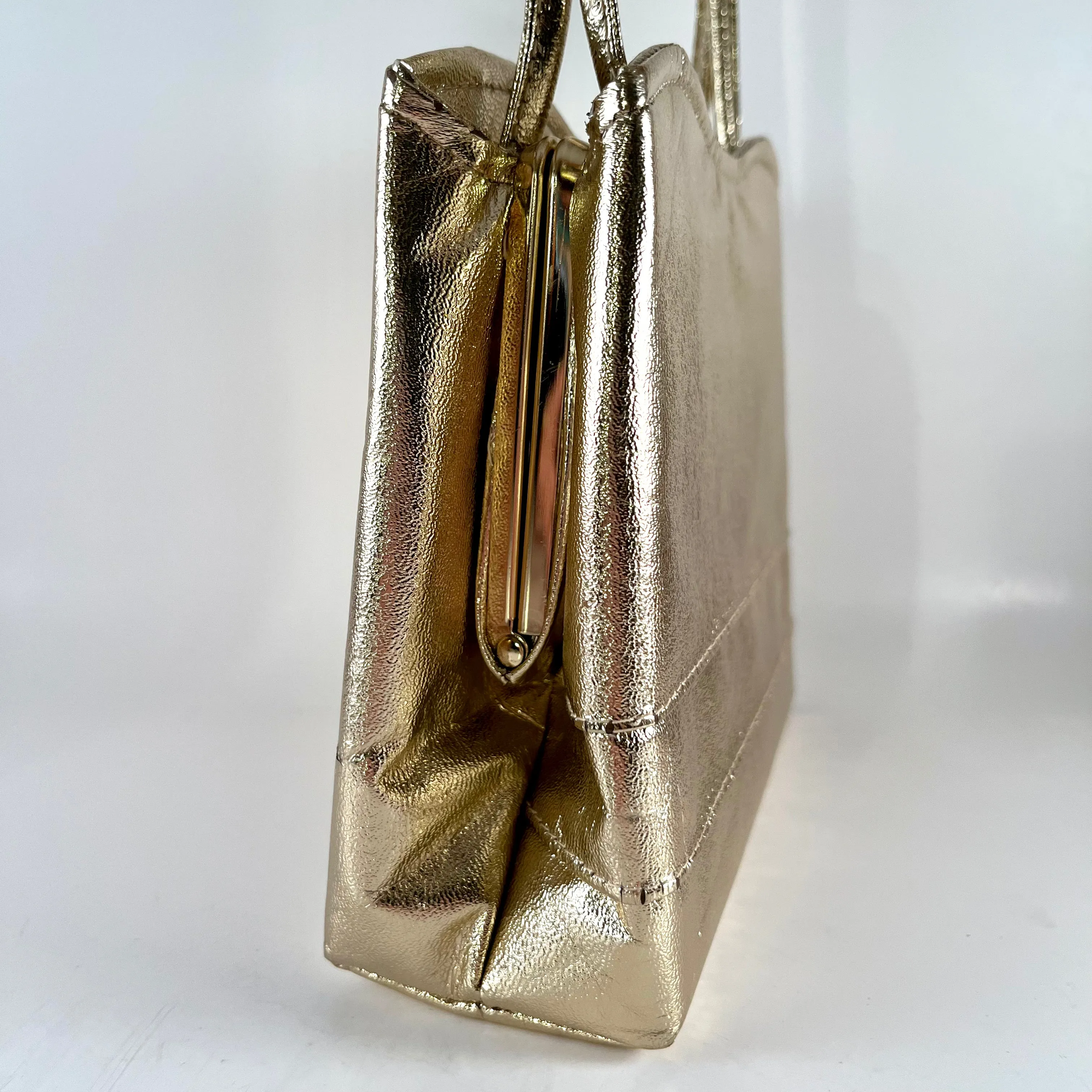 1960s Gold Metallic Handbag