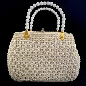 1960s Made In Italy Bead & Raffia Handbag