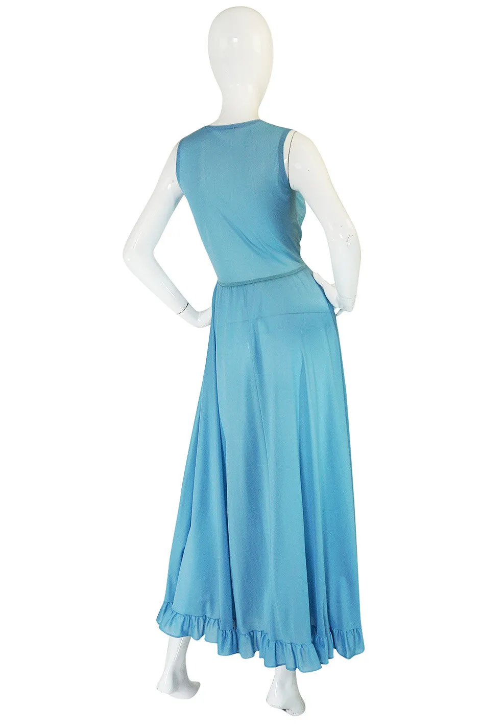 1970s John Kloss for Cira Blue Lingerie Dress