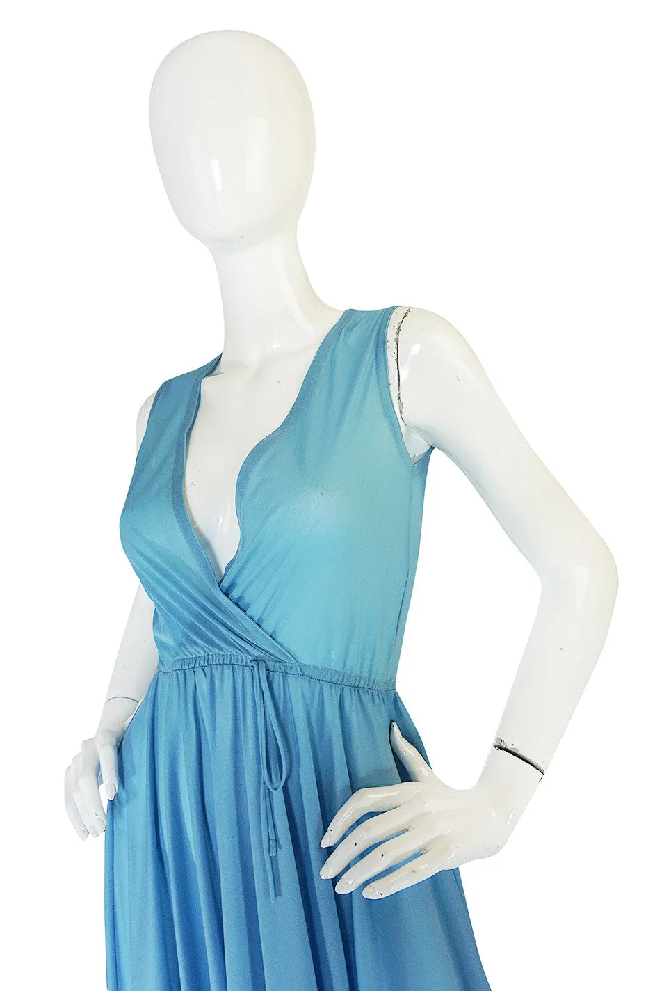 1970s John Kloss for Cira Blue Lingerie Dress