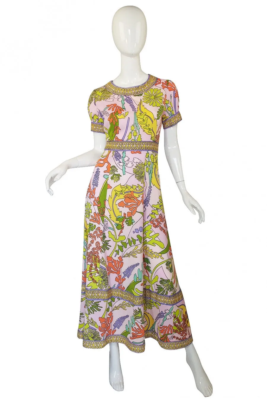 1970s Romantica Victor Costa Pink Dress