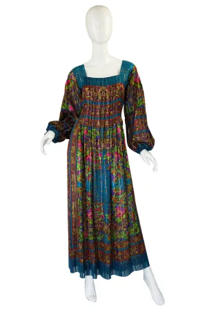 1970s Silk Pauline Trigere Maxi Dress
