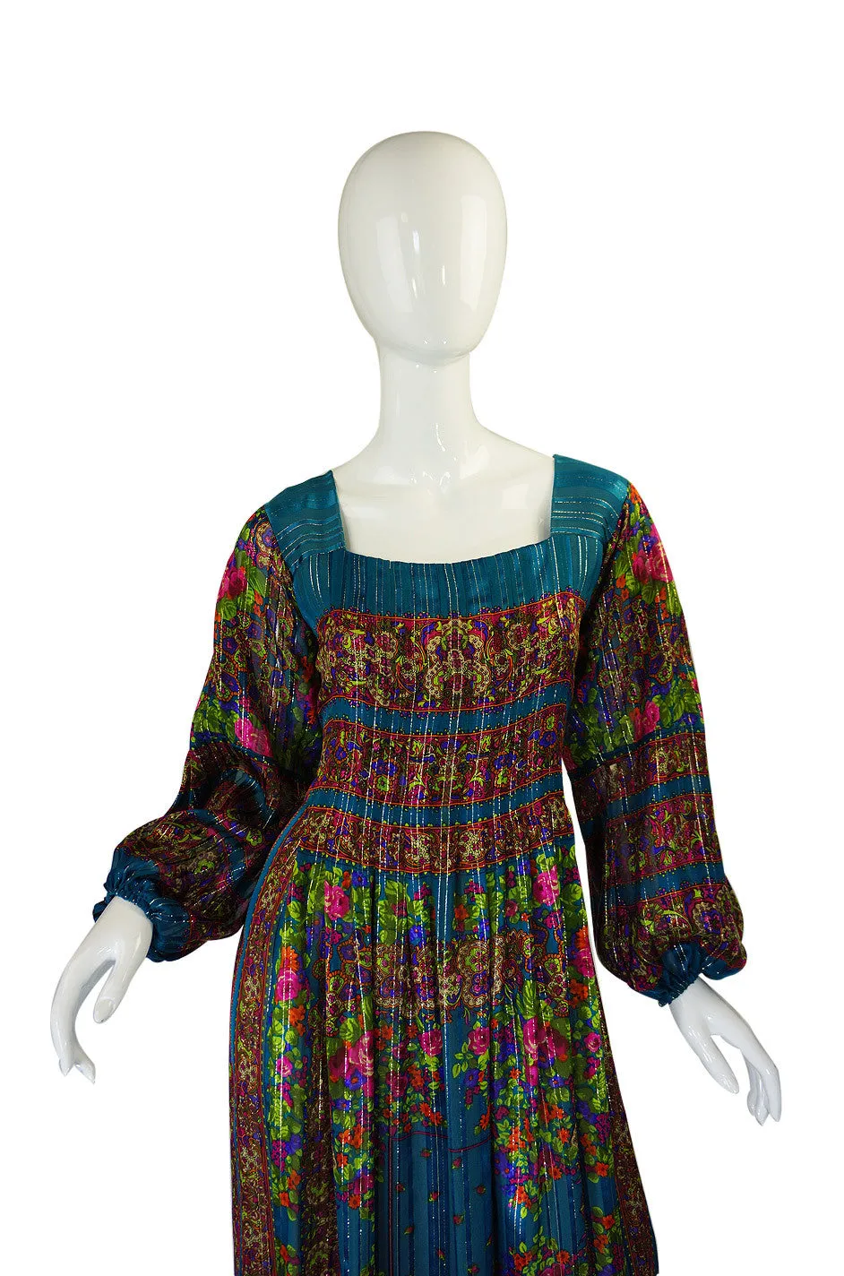 1970s Silk Pauline Trigere Maxi Dress