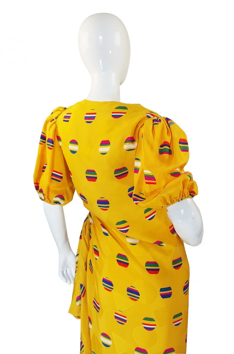 1980s Oscar De La Renta Silk Dress