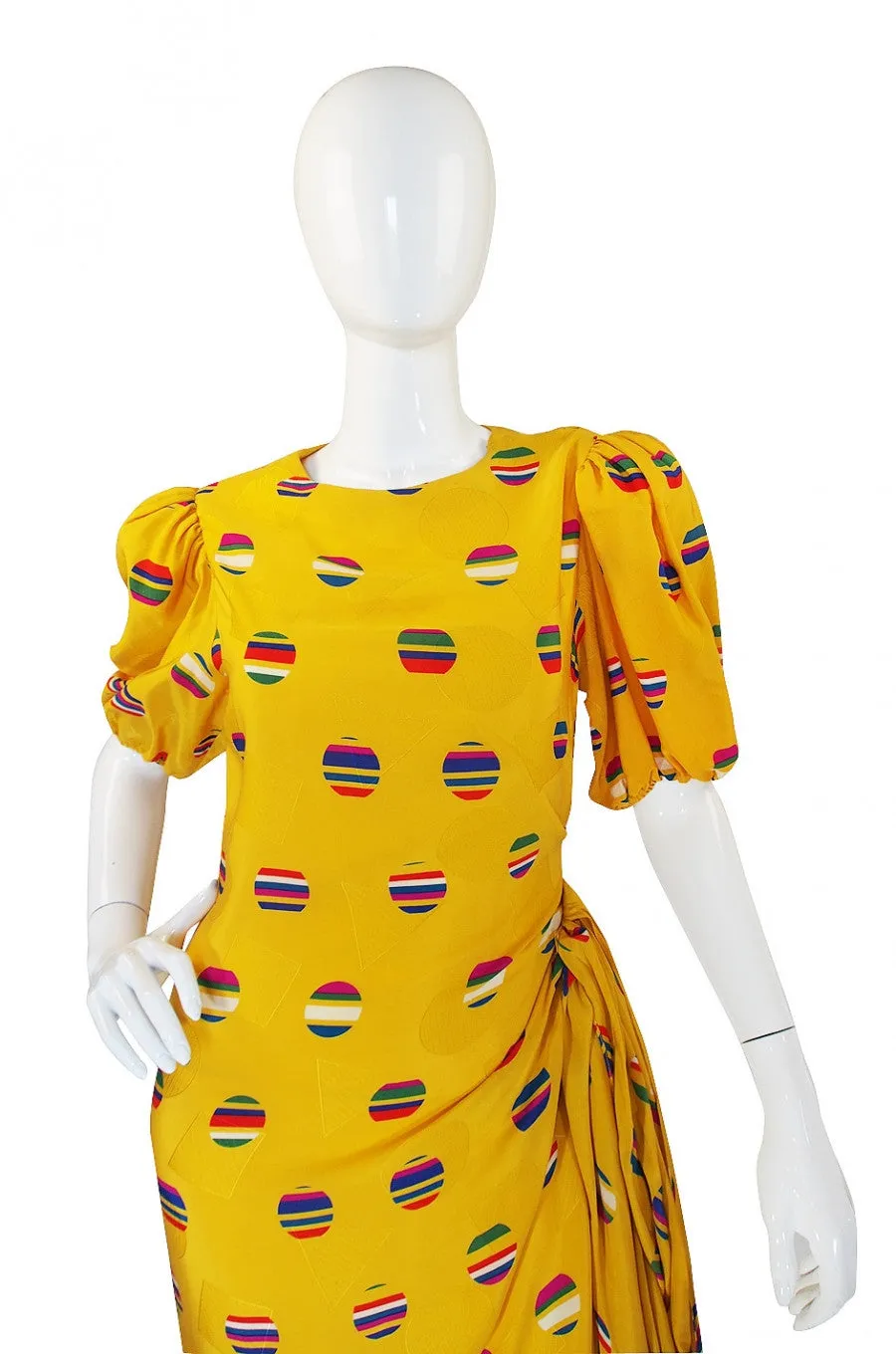 1980s Oscar De La Renta Silk Dress