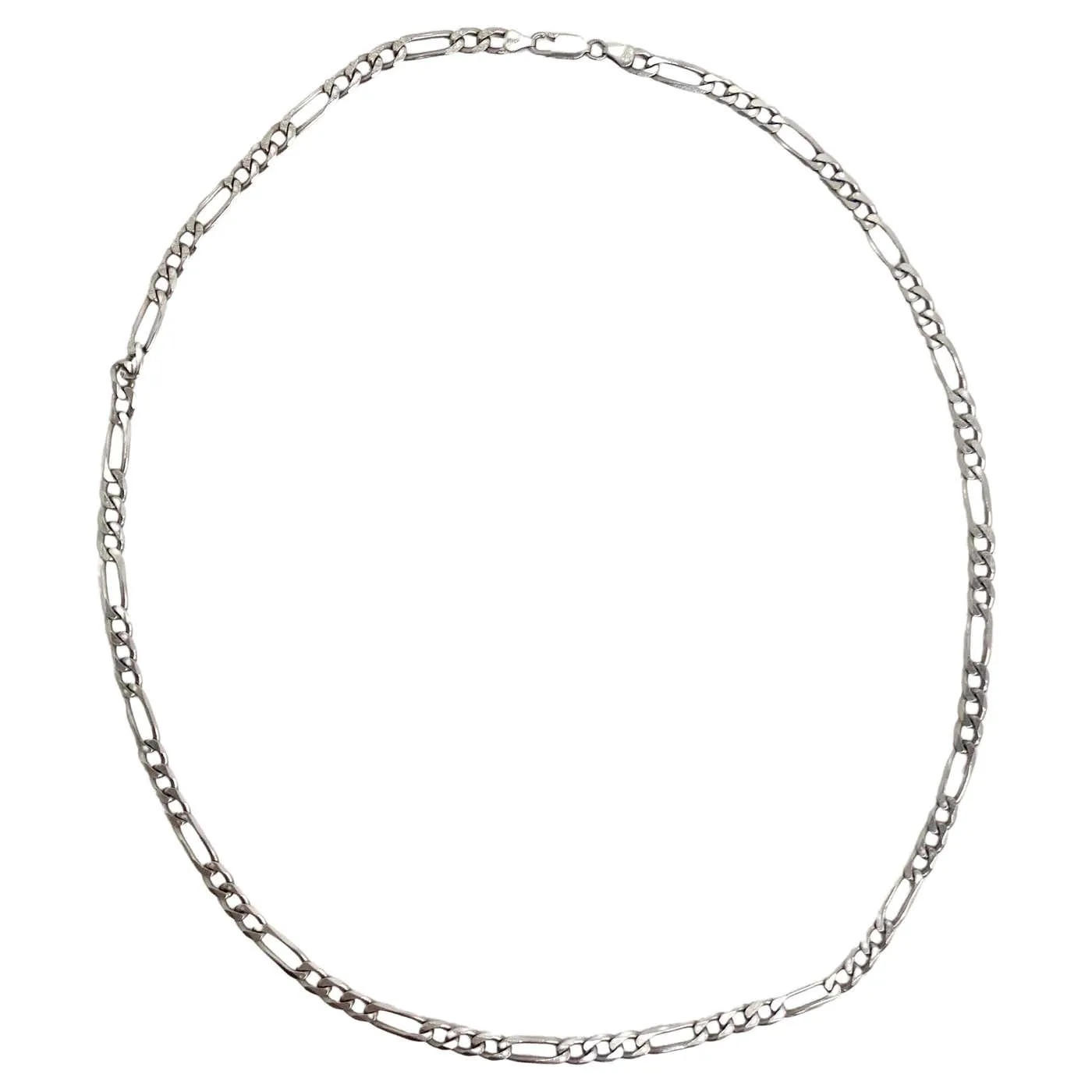 1980s Solid Silver Miami Link Chain Necklace