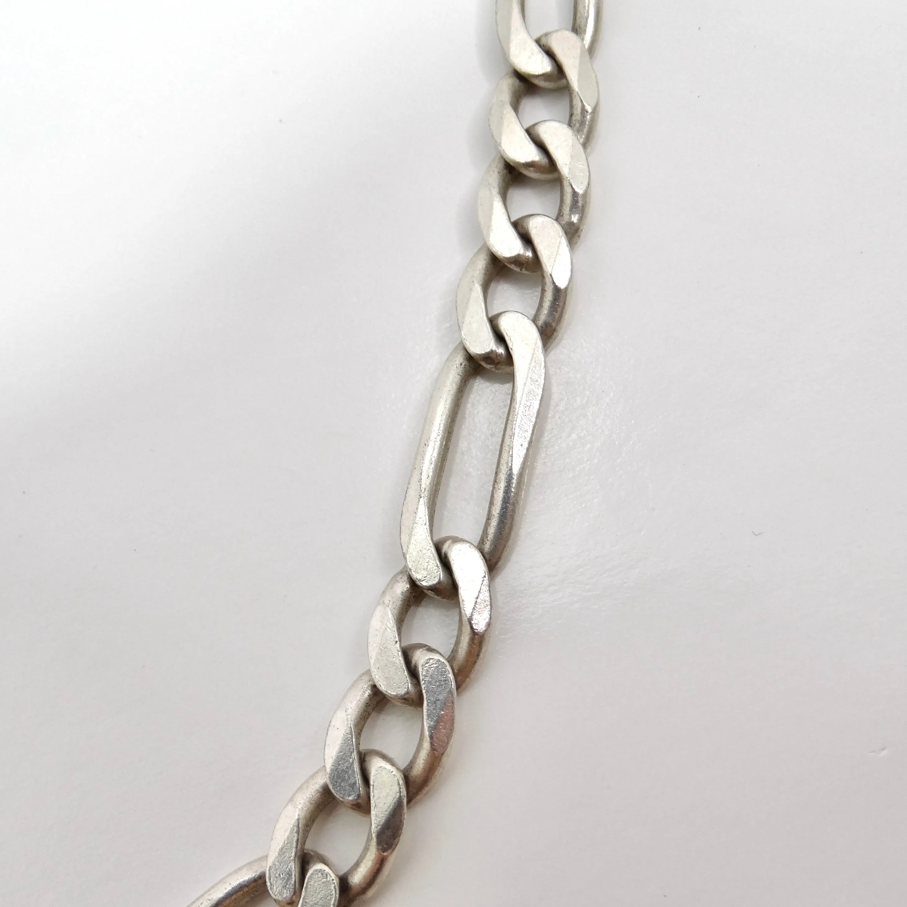 1980s Solid Silver Miami Link Chain Necklace