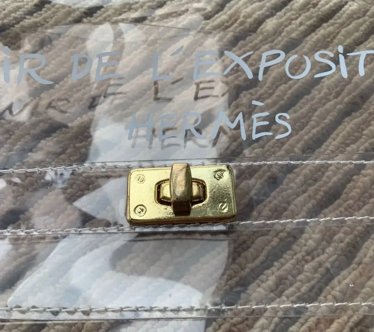 1990s. Vintage Hermes a rare transparent clear vinyl Kelly bag, Japan limited Edition in 1997. Rare masterpiece and collectible purse.
