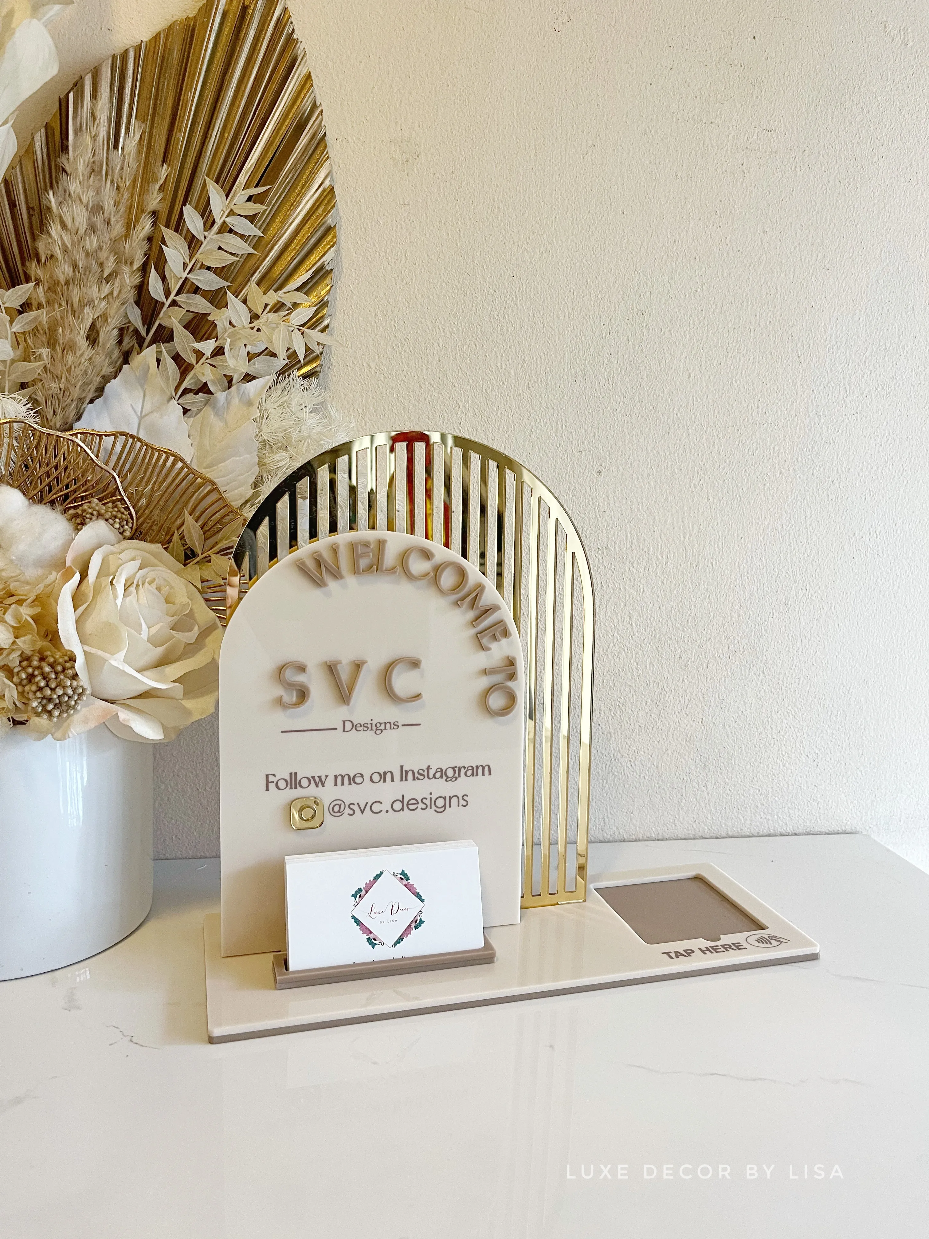 3 in 1 Double Arched Welcome To, Square   Logo   Username   Card Holder Business Sign