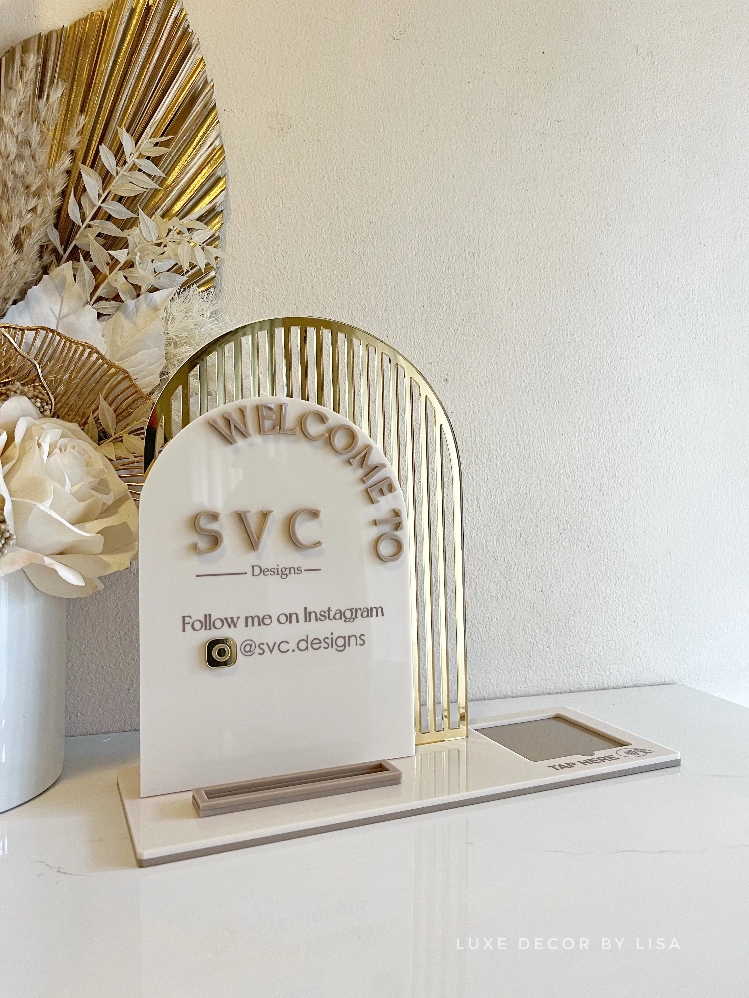 3 in 1 Double Arched Welcome To, Square   Logo   Username   Card Holder Business Sign