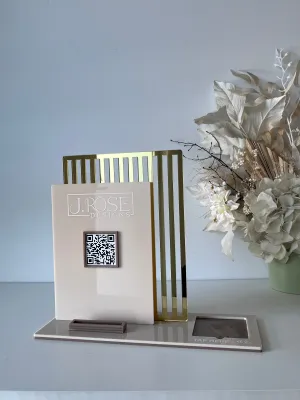 3 in 1 Double Rectangle  Social Sign/ Square   QR   Card Holder and Added Logo