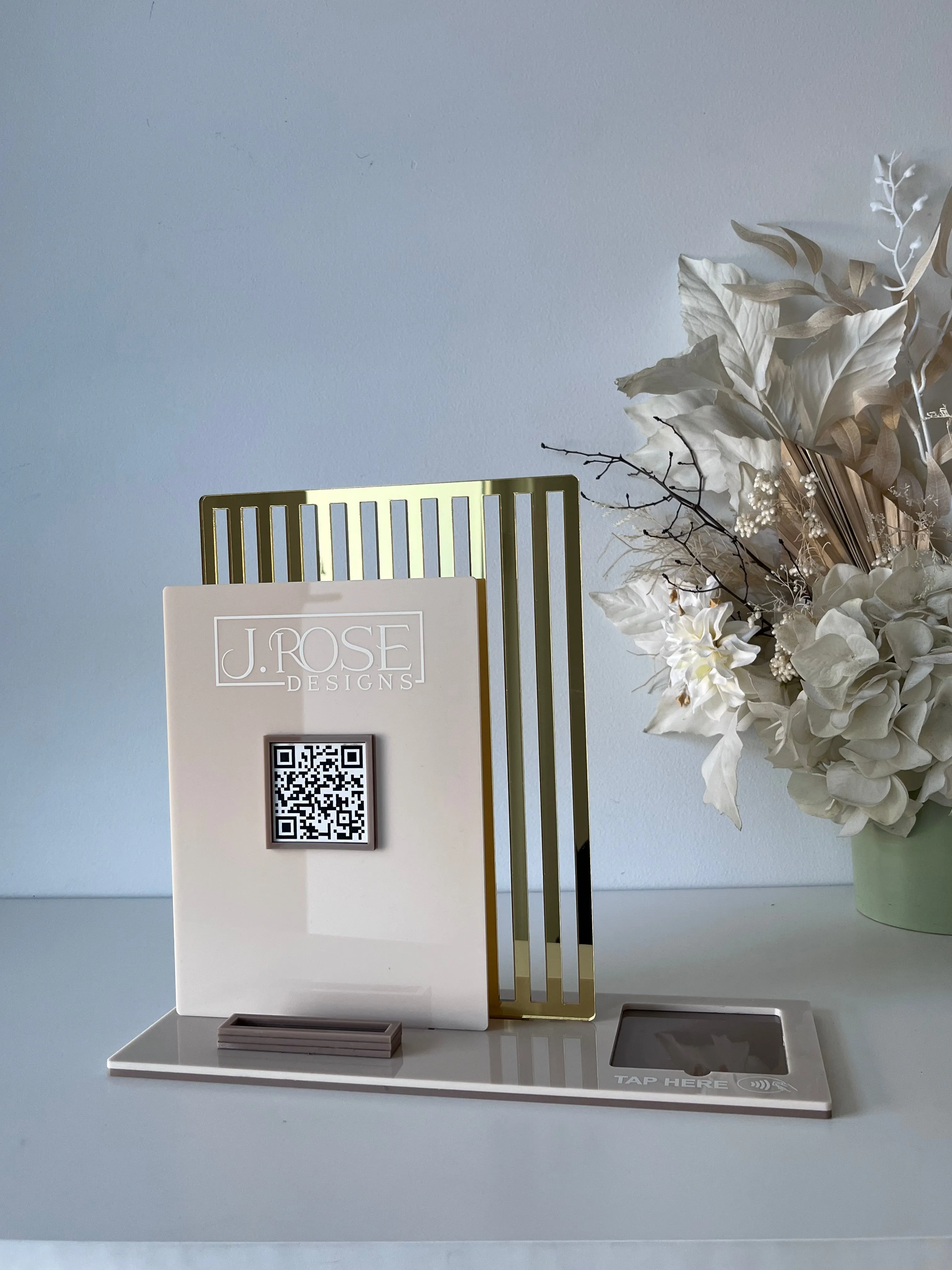 3 in 1 Double Rectangle  Social Sign/ Square   QR   Card Holder and Added Logo