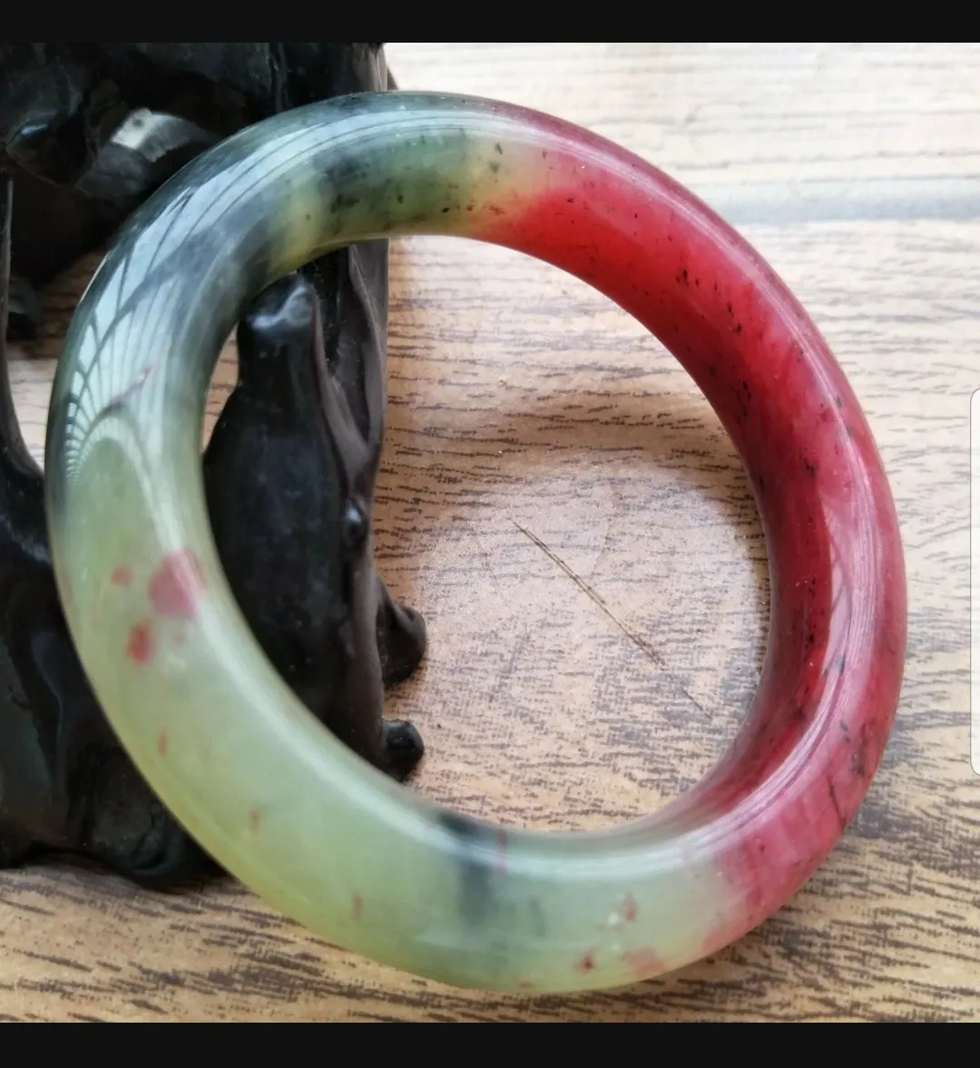 53/54/55mm Certified Natural Red Xiu Emerald A Jade HandCarved Round Bracelet Bangle Z001