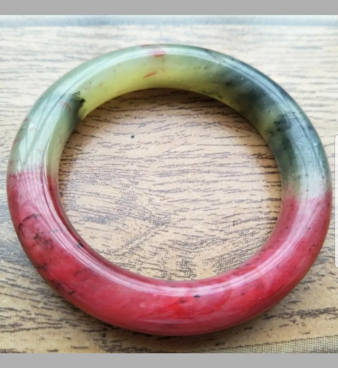 53/54/55mm Certified Natural Red Xiu Emerald A Jade HandCarved Round Bracelet Bangle Z001