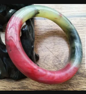53/54/55mm Certified Natural Red Xiu Emerald A Jade HandCarved Round Bracelet Bangle Z001
