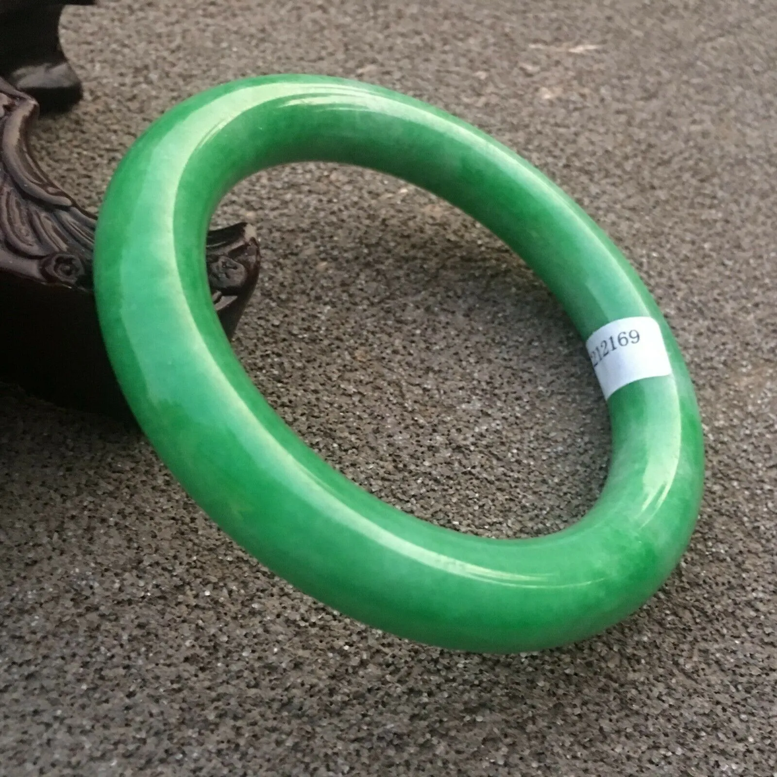 58-60mm Certified Natural Green Jadeite Emerald A Jade HandCarved Round Bracelet Bangle x2169 with Gift Box