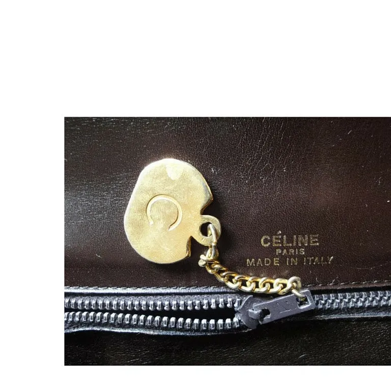 80's vintage CELINE genuine beige and brown suede leather handbag with classic macadam blason print allover. Rare masterpiece