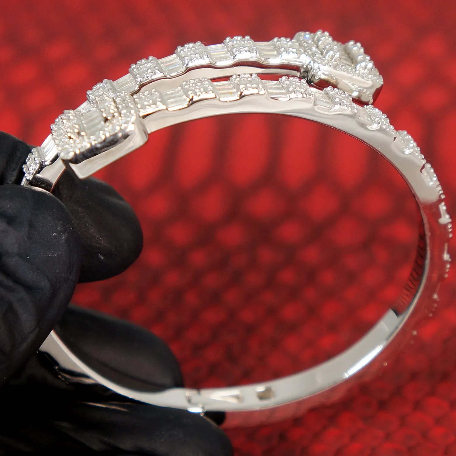 8.61 Carat VVS1 Moissanite Baguette Designer Bangle