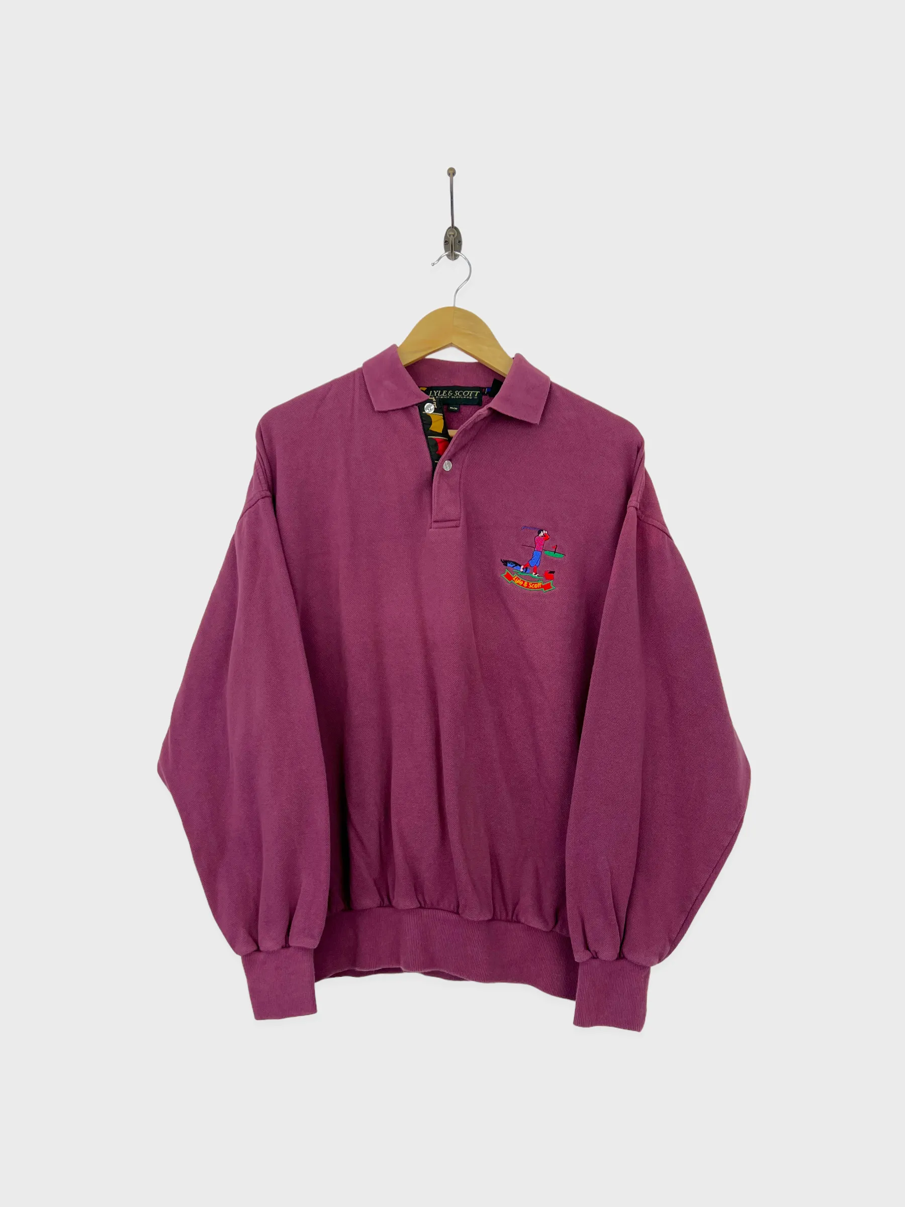 90's Lyle & Scott Golf Embroidered Vintage Collared Sweatshirt Size M-L