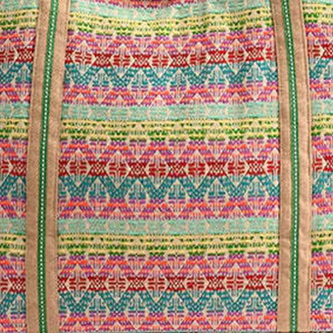 A & B Geo Floral Beaded Tote Large Top Handle Handbag Pink Blue Tote Bag Hobo New