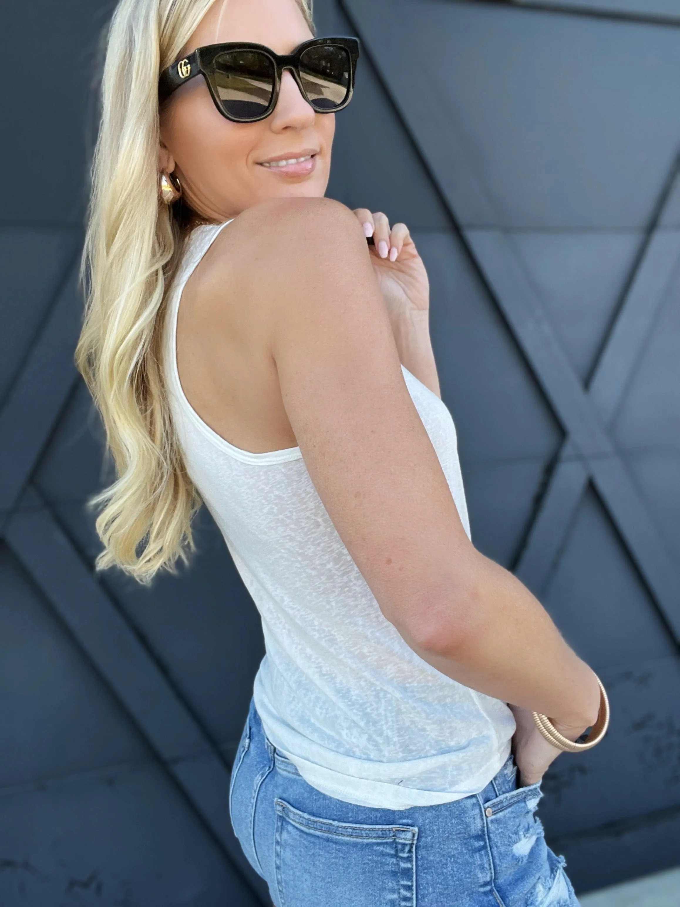 Active Loose Fit Tank In White