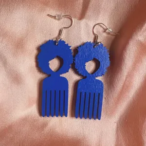 AfroHair Pick Wooden Earrings