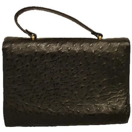 Andrew Geller Black Faux Ostrich Handbag 1960s