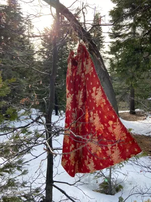 Antique 1800s French Turkey Red Drawstring Bag