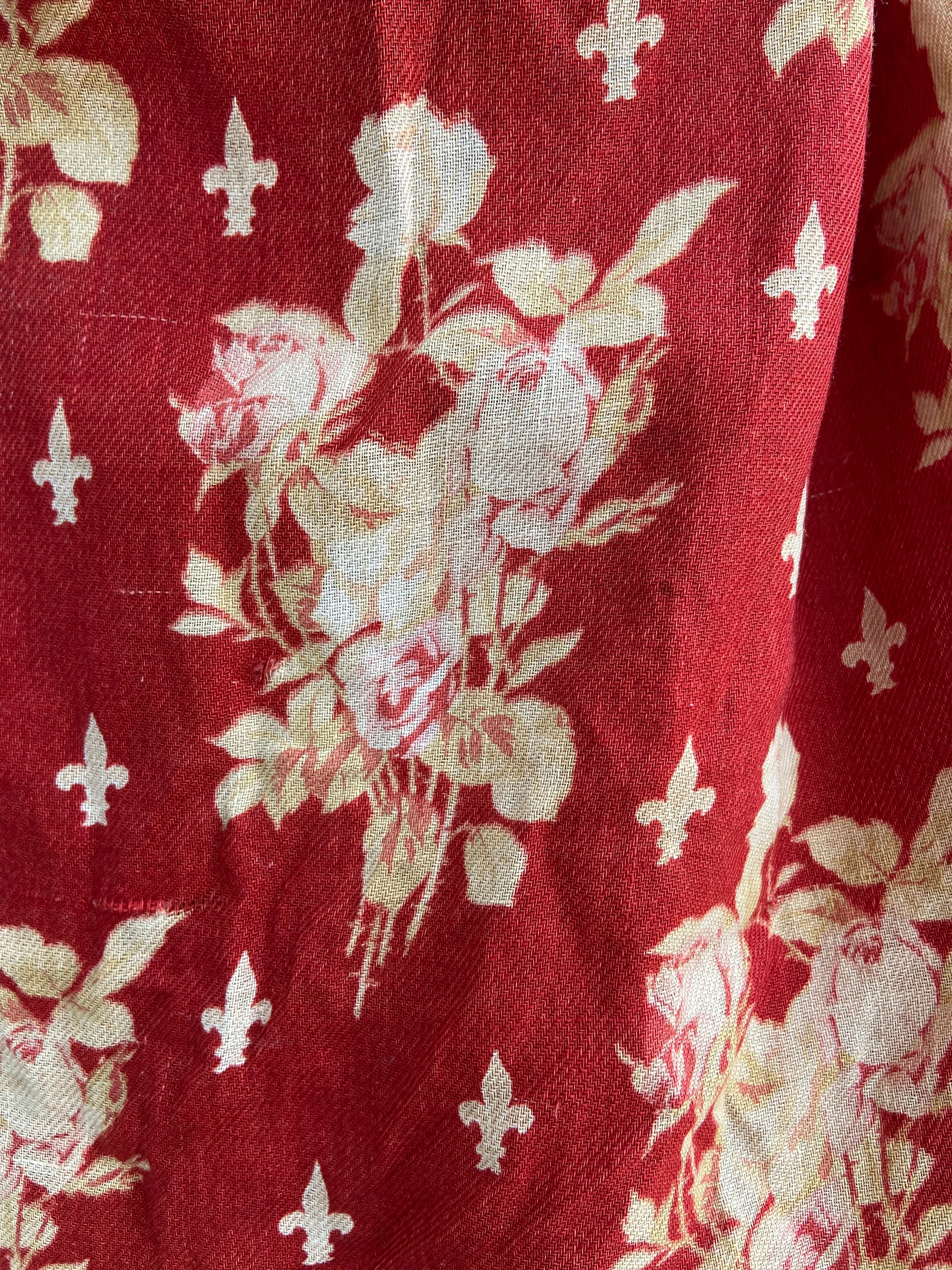 Antique 1800s French Turkey Red Drawstring Bag