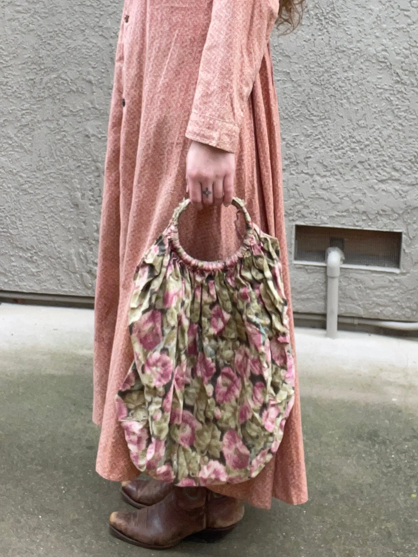 Antique 1900s Floral Cloth Hand Bag