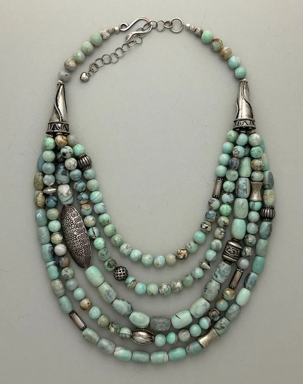 Aqua Terra Agate and Silver Statement Necklace