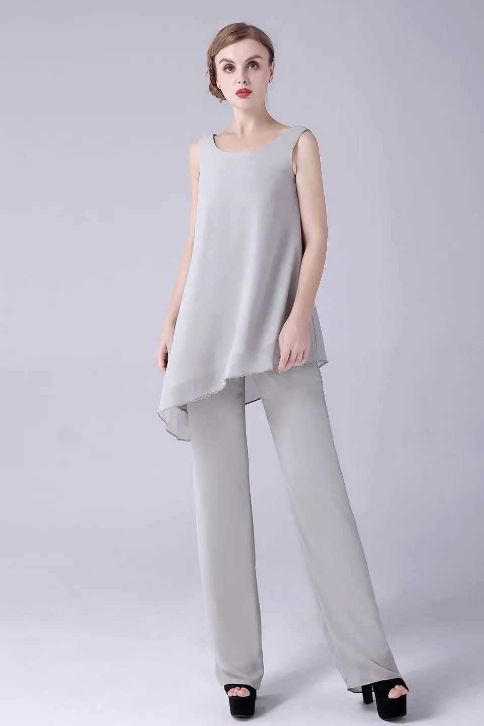 Asymmetrical sleeveless backless strap mother's suit