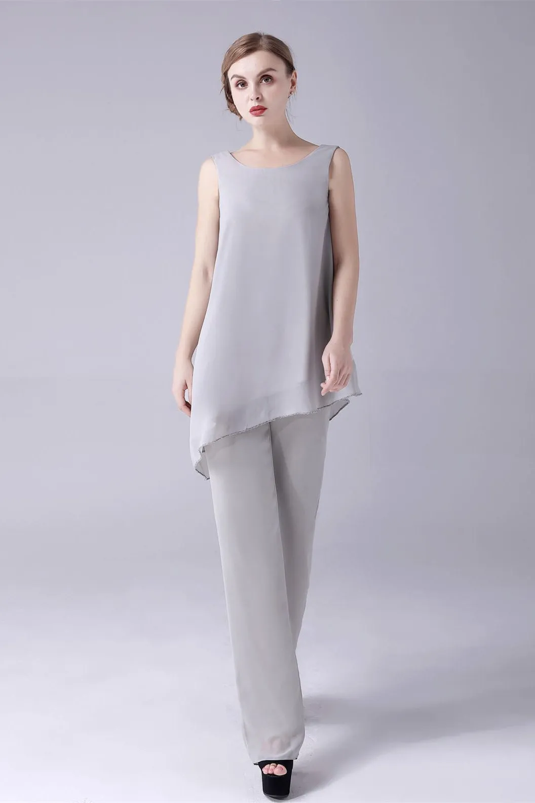 Asymmetrical sleeveless backless strap mother's suit