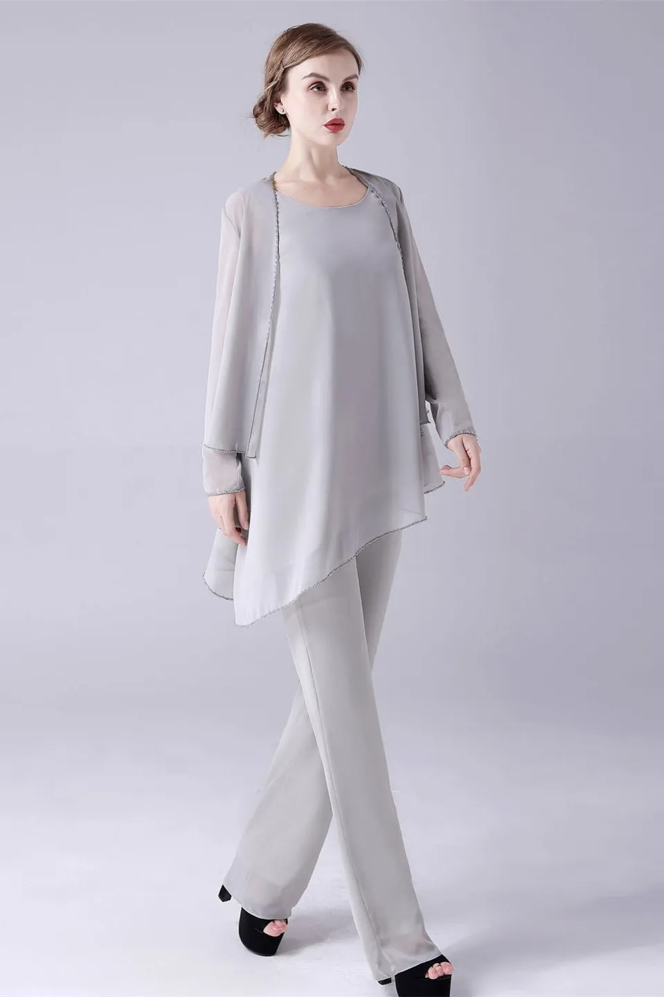 Asymmetrical sleeveless backless strap mother's suit