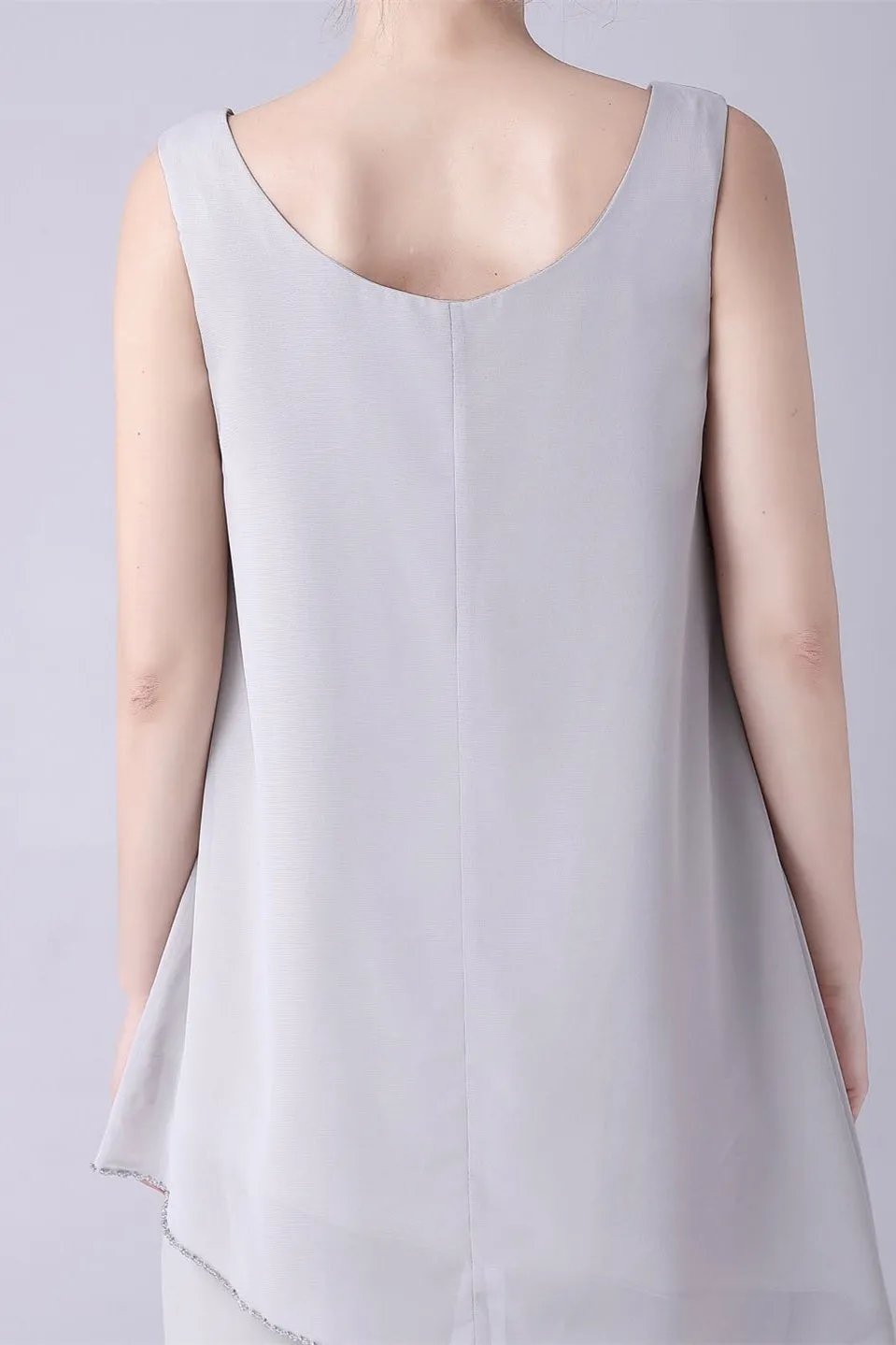 Asymmetrical sleeveless backless strap mother's suit